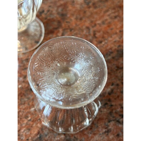 Set of 2 Glass Egg Cups, Dominion Glass ribbed egg cups, mid century table wear, - Picture 4 of 4